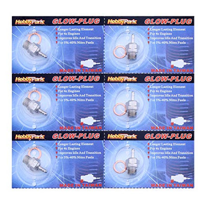 Hobbypark 70117H Hot Glow Plug N3 No. #3 Spark Nitro Engine Parts Replace OS For Traxxas Losi HPI Redcat HSP Himoto RC Car Truck Buggy (Pack of 6)