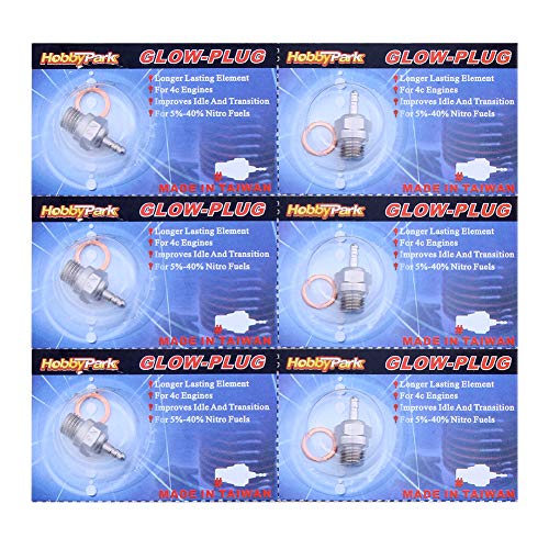 Hobbypark 70117H Hot Glow Plug N3 No. #3 Spark Nitro Engine Parts Replace OS For Traxxas Losi HPI Redcat HSP Himoto RC Car Truck Buggy (Pack of 6)