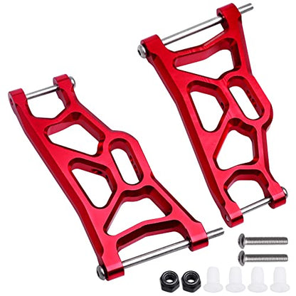 4PCS Aluminum Front & Rear Suspension A-Arms Set and Tie Bar for 1/10 Traxxas Slash 2WD Upgrades Parts, Replacement of 2555 3631 2532 (Red) - color: Red