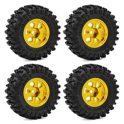 0.7 Inch RC Crawler Tires and Wheels Set 40×16mm for 1/30 Scale Axial SCX30 (Golden) - color: Golden