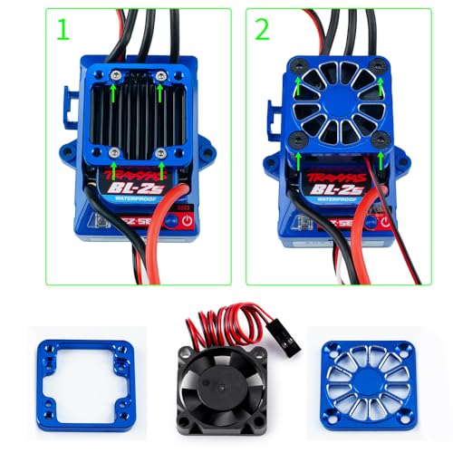 LSG ESC Heat Sink Cooling Fan for Tra-xxas Mini Maxx/Slash 4x4 XRT VXL 3S | Motor Heatsink Cooling Fan Dual Set Compatible with Tra-xxas 1/10 Slash/Stampede/Rustler RC Car Upgrade Parts - color: Red