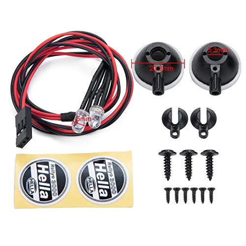 Que-T Metal RC Round LED Light with Cover for TRX-4 Axial SCX10 Tamiya CC01 D90 TF2 1: 10 Crawer Car (2pcs) - color: 2pcs