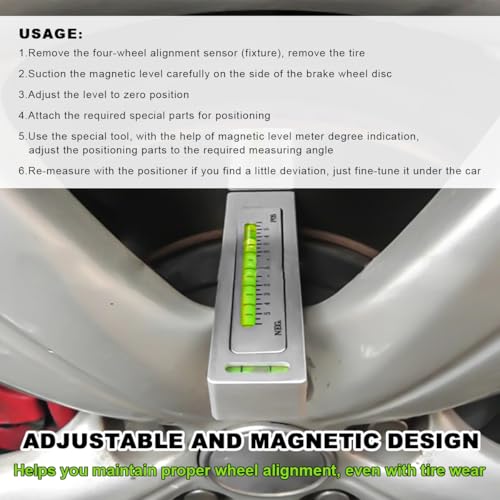 Adjustable Magnetic Gauge Tool, Camber Castor Strut Wheel Alignment Gauge with Magnetic Base, Universal Automotive Wheel Alignment Tool for Car Truck RV Tire Repair (White) - color: White