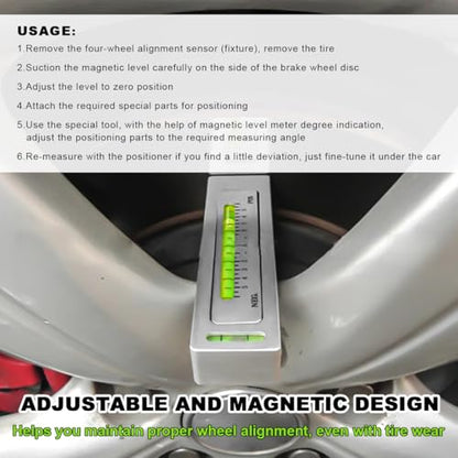 Adjustable Magnetic Gauge Tool, Camber Castor Strut Wheel Alignment Gauge with Magnetic Base, Universal Automotive Wheel Alignment Tool for Car Truck RV Tire Repair (White) - color: White