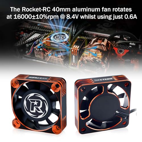 Surpass Hobby 40mm RC Motor Cooling Fan,16000RPM ESC Cooling Fan for 1/8 1/10 RC Truck Car Diameter 40mm Blrushless Motor（Orange&Black） - style: Orange