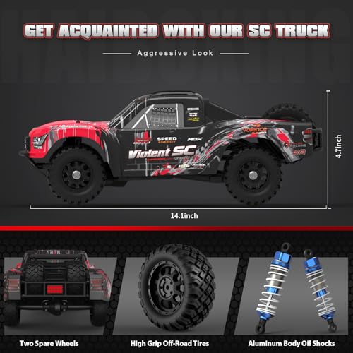 HAIBOXING 3100A 4X4 Off-Road Brushless RC Short-Course Truck, 1:14 Scale Fast RC Car, Max Speed of 42 km/h (or 60 km/h with 3S Battery), 4WD Electric Powered Remote Control Truck for Adults and Boys