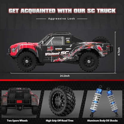 HAIBOXING 3100A 4X4 Off-Road Brushless RC Short-Course Truck, 1:14 Scale Fast RC Car, Max Speed of 42 km/h (or 60 km/h with 3S Battery), 4WD Electric Powered Remote Control Truck for Adults and Boys