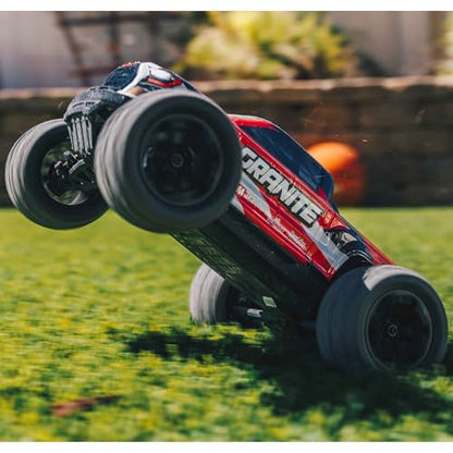 ARRMA RC Truck 1/18 Granite GROM MEGA 380 Brushed 4X4 Monster Truck RTR with Battery & Charger, Red, ARA2102T2 - color: Red