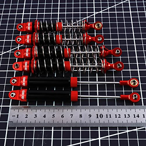 RCAWD Aluminum Shock Absorbers with Spare Springs Front Rear 6pcs for Losi 1/10 Baja Rey Hammer Rey U4 Upgrade Parts (Red) - color: red
