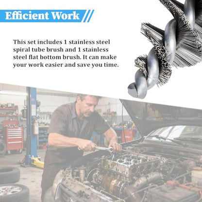 2PCS Injector Sleeve Cup Bore Seat Cleaning Brush Kit, Steel OEM# AP0084 AP0085 3252 Vehicle Fuel Brush with Handle, Auto Replacement Accessory, Compatible with T444E DT466 VT365