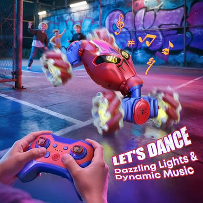 Veeniix Gesture Sensing RC Spider Stunt Car Hand Controlled 4WD Red | Durable ABS plastic,outdoor backyard sand pavement,boys girls age 8-12,1:16 scale,360 flip drift light music - color: Red