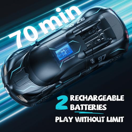 Veeniix V991 1:10 Large 2-in-1 Transform RC Robot Car Toy, Black | Gesture Sensing Control, LED Lights & Sound, 2 Rechargeable Batteries 70 Min Play, Birthday Gift for Boys & Girls Ages 4-12 - color: Matte Black