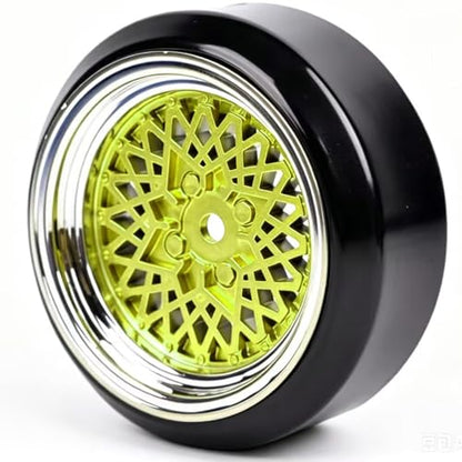 4Pcs 1/10 Drift Car Tires Hard Tyre and Wheels Rims for Tamiya Traxxas YOKOMO HSP Redcat HPI Kyosho On-Road Drifting Cars