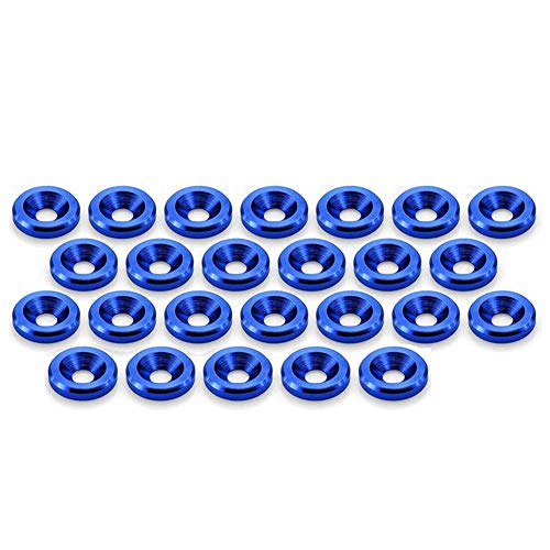 STETION 25 Pcs Fender Bumper Washer Bolt 6061 T6 Grade M6x20mm CNC Finishing Washer Engine Bay Dress Up Fastener Kit (Blue) - color: Blue
