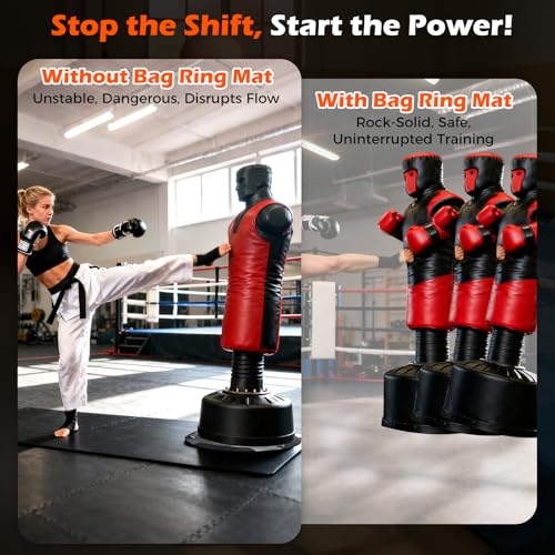 Bag Ring Mat & Bumper Kit 28.5" - Stabilizes Freestanding Heavy Bags, Prevents Sliding & Tipping for BOB, Wavemaster & XL During Boxing, Kickboxing & Intense Workouts