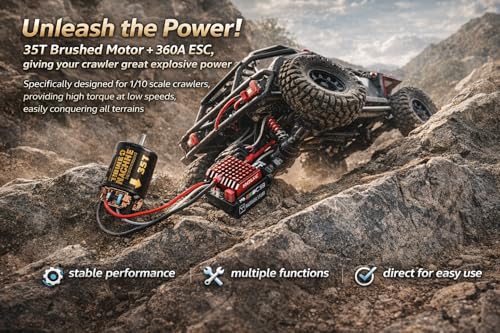 RC Brushed Motor, High Torque 540 Motor with 360A ESC, T Plug Compatible for 1/10 Scale RC Car Off-Road Racing and Hobbyist Upgrades - size: 35T