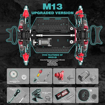 Hosim Brushless Fast RC Cars for Adults Max 50mph, 1/14 RTR 3S Electric Power 4x4 RC Truck All Terrain Off Road RC Car, Waterproof High Speed Hobby RC Remote Control Monster Trucks for Snow/Sand/Beach | RTR All Terrain Off Road 4x4 RC Truck, Two 3S 2600mA