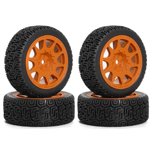 68mm 4 PCS 1/10 Runflat Tire 1.9 inch Rally Tire L001 for 1:10 Tamiya xv02 Maze Tire Lc PTG Off-road 94123 Kyosho FW06 etc. (orange) - color: orange