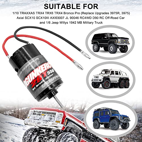 OGRC Motor 550 29T Brushed RC Motor 1/10 RC Crawler Motor for TRX4 SCX10 | 3-Slot 10500 Max RPM RC Car Motor for 1/10 TRAXXAS Redcat Axial RC4WD D90 and 1/6 Jeep Willys 1941 MB Military Truck - size: 29T