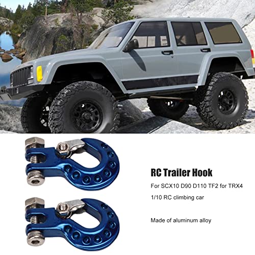 RC Winch Trailer Hook Set 2Pcs, Aluminum Alloy | Simulation Tow Hook | 1/10 Crawler Truck | SCX10 D90 Compatible| 18.5x11.5mm/0.7x0.5in(Blue) - color: Blue