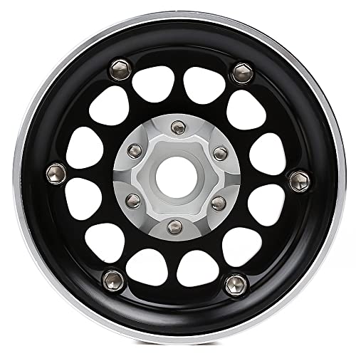 INJORA RC Rims 4pcs 1.9 Inch Beadlock RC Wheel Rim Set Wheel Hub for 1:10 RC Crawler Axial SCX10 SCX10 II 90046 SCX10 III AXI03007 TRX4 D90 SCX10 Pro (Silver&Black) - color: Silver&black
