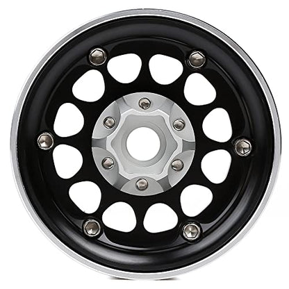 INJORA RC Rims 4pcs 1.9 Inch Beadlock RC Wheel Rim Set Wheel Hub for 1:10 RC Crawler Axial SCX10 SCX10 II 90046 SCX10 III AXI03007 TRX4 D90 SCX10 Pro (Silver&Black) - color: Silver&black