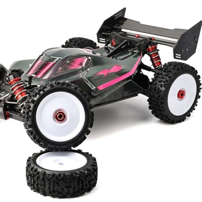 Pre-Glued 1/8 RC Buggy Truggy Tires & Wheels Set 17mm Hex RC Wheels Tires-All-Terrain Deep Tread, Fits Arrma Typhon 3S, Losi TLR 8Ight X/E 2.0 XT/XTE, Traxxas, Team Associated, Redcat, HPI - color: white solid-dish rc wheels