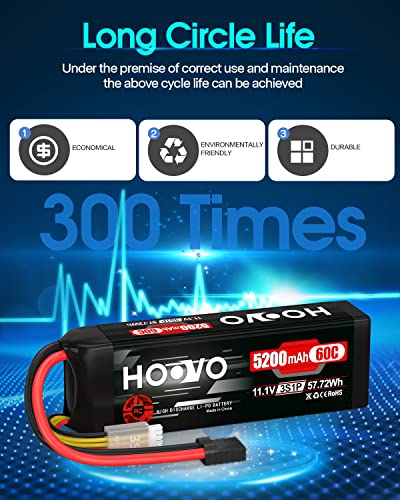 HOOVO 3S LiPo Battery 11.1V 5200mAh 60C TR Plug Softcase RC Battery | for RC Car RC Truck Airplane Helicopter Boat Racing RC Hobby