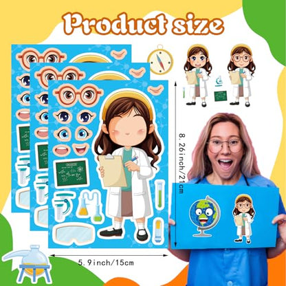 Science Stickers, Make-a-face Sticker, Make Your Own Science Stickers | 24 Sheets, Laboratory Sticker Decals, Chemistry, Biology, Physics, Classroom Decor for School Teacher - style: Laboratory Sticker