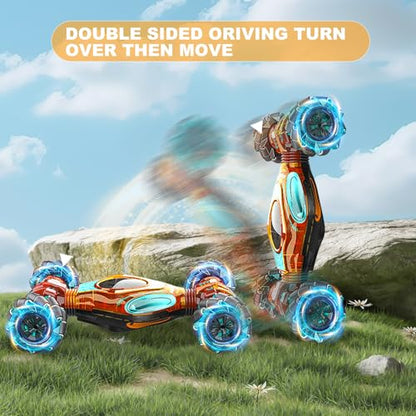 RC Cars, 1:12 Gesture Sensing Stunt Car Toys for Boys Girls 6-12 Year Old, 4WD Hand Remote Control Toy 360° Rotate Transform Off-Road Drift with Lights Sound, Birthday Xmas Gifts for Kids - style: 1:12 Green