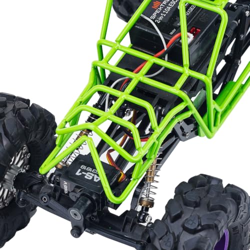 Metal Roll Cage Body Shell for 1/24 Axial AX24 XC-1 Upgrade | With Aluminum LED Lamp Holder,Green - color: Green