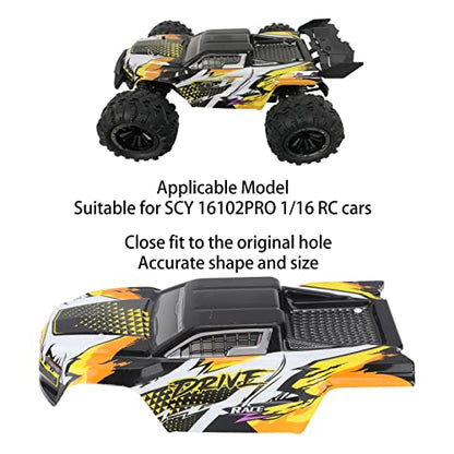 RC Car Body Shell, 1/16 Scale PVC RC Car Accessories Stylish RC Car Spare Parts for, Easy to Install RC Cars Replacement Part for 16102PRO 1/16 RC Car
