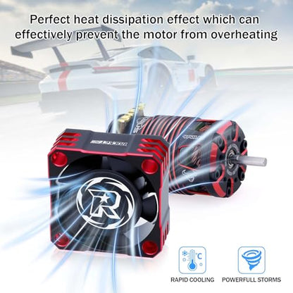 Surpass Hobby 25mm RC Cooling Fan 32000RPM RC Car Fan for 1/10, 1/8, 1/12 Scale RC Car Turbo ESC (Black Red) - color: Black Red