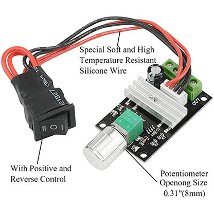 2 Pcs DC Motor Speed Controller PWM 1203BB 6 V 12 V 24 V 3 A 80 W speed adjustable reversible pulse forward and reverse control switch button