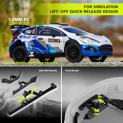 CROBOLL 1/10 Brushless Carbon Fiber RC Drift Cars, Max 50 mph RC Rally Car | RLAARLO Fast RC Car 2.4Ghz All Terrain RC Cars, Waterproof 4x4 Hobby Remote Control Car RTR RC Truck with 3S Battery - color: Blue & White