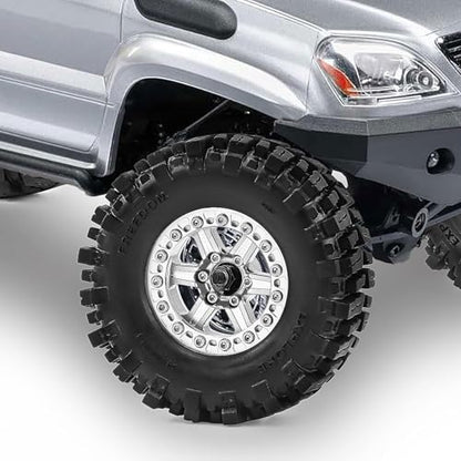 1.3" Wheel Tires Aluminum Wheel for 1/18 1/24 SCX24 TRX4M Upgrade RC Crawler Car (silvery) - color: silvery-2