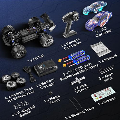 1/14 Brushless RC Cars 4WD All Terrain Truck with Fast Charger | Fast Charger,3S Lipo Battery,2845-3600kv Brushless Motor,11KG-CM Waterproof Servo,Alloy Chassis, Sealed Diffs,Waterproof - color: Dark Blue