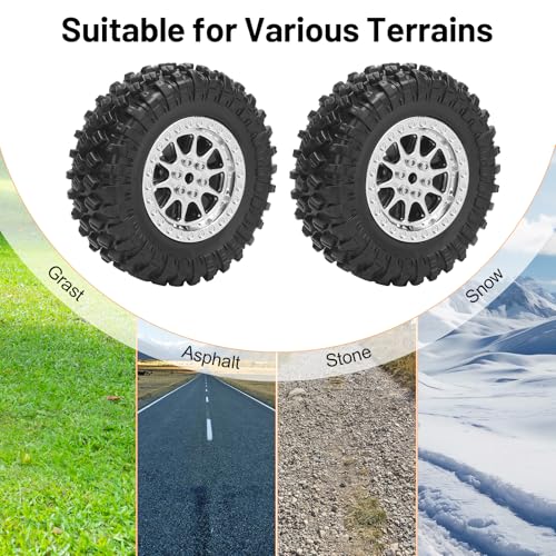 1/12 RC Rubber Tires, daitoku RC Car Tires and Wheels for 1/12 WPL B14 B24 C14 C24 MN D90 D91 D96 D99 - Style C (Silver) - color: Silver