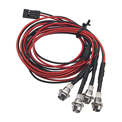 2Pack HIRCQOO 4LED RC Car LED Light Headlights Taillight Lighting with JR Y Cable Compatible with Traxxas HSP Tamiya Redcat RC4WD Axial HPI Kyosho Arrma 1/8 1/10 1/12 RC Car,2Red & 2White (3mm LEDs) - size: 3mm LEDs