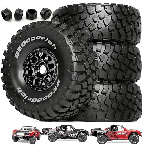 STMU 17mm Hex 1/8 1/7 RC Short Course Truck Tires & Wheels OD 140mm - All Terrain Off Road Tyres for TRAXXAS UDR ARRMA Mojave HSP DF7 FS Atom YK4072 RC Buggy Truck (Black) - color: Black