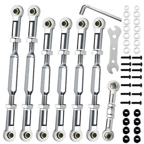Stainless Steel Turnbuckles with Spacers for Slash Rustler,Silver | Upgrade Tie Rods for Racing, Hop Up Camber Links Parts Fit for 1/10 Traxxas Slash 2WD All Model Hoss Stampede Bandit - color: Stainless Steel & Silver