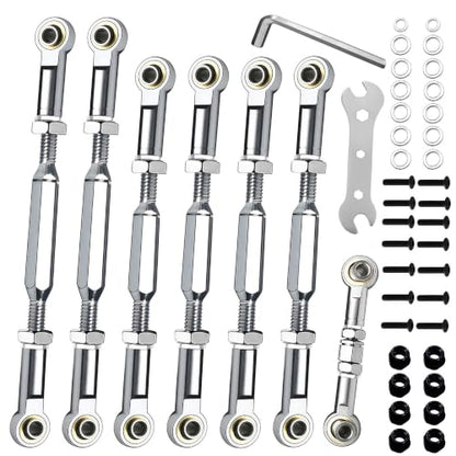 Stainless Steel Turnbuckles with Spacers for Slash Rustler,Silver | Upgrade Tie Rods for Racing, Hop Up Camber Links Parts Fit for 1/10 Traxxas Slash 2WD All Model Hoss Stampede Bandit - color: Stainless Steel & Silver