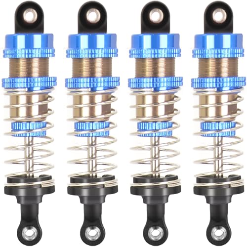 Oiled 4Pcs 72mm Aluminum Oil Shock Set for 1/12 1/14 1/16 RC Cars - Front/Rear Upgrade Compatible with WLtoys 144001, 124019, MJX 16208, HBX - color: Bz-silver-blue-81mm