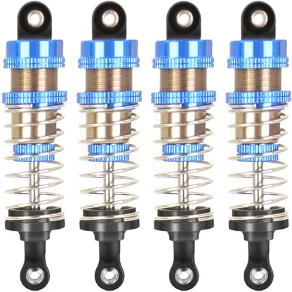 Oiled 4Pcs 66mm Aluminum Oil Shock Set for 1/12 1/14 1/16 RC Cars - Front/Rear Upgrade Compatible with WLtoys 144001, 124019, MJX 16208, HBX - color: Bz-silver-blue-75mm