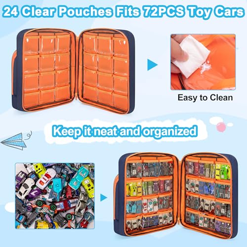 Portable Storage Case Compatible with Hot Wheels Toy Car Up to 99pcs | for 1/64 Scale Toy Cars, Multi-Functional Storage Bag for Toy Cars, Dolls, Mini Toys, Home and Travel Use, Large Capacity