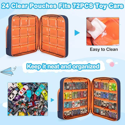 Portable Storage Case Compatible with Hot Wheels Toy Car Up to 99pcs | for 1/64 Scale Toy Cars, Multi-Functional Storage Bag for Toy Cars, Dolls, Mini Toys, Home and Travel Use, Large Capacity