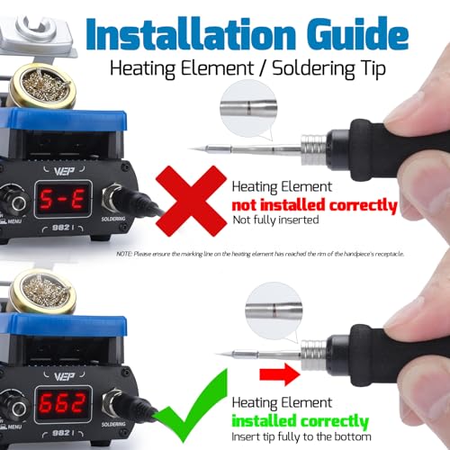 WEP 982-I Precision Soldering Iron Station with Temperature Control, Preset Channels, °C-°F Conversion, Sleep Mode, Automatic Shutdown, Calibration Functions C210 Compatible Soldering Tips