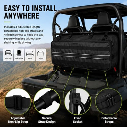 2-in-1 UTV Storage Bag for Maverick X3 RC Turbo 2018-2021,1680D Waterproof Roll Bar Storage Organizer Reflective Strip ATV Golf Cart&Truck