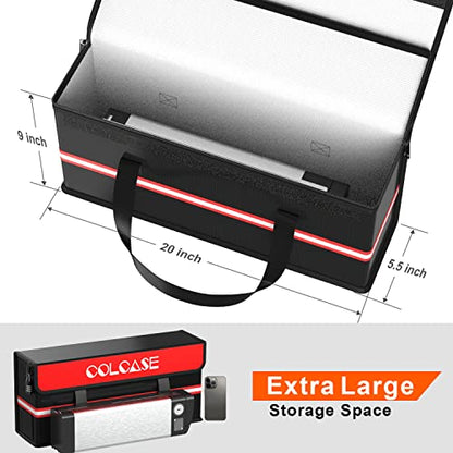 COLCASE Lipo Bag Fireproof Explosionproof Ebike Battery Storage Charging | Silicone Coated Fiberglass Ebike Battery Lipo Battery Bag wih Combination Lock 20 x 5.5 x 9 inches