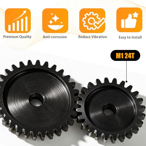 M1 Gear 24T 5mm Bore 3-Pack – High-Precision Hardened Steel Motor Pinion Gear for 1/8 1/10 RC Crawler, Monster Truck, Short Course Truck & Boat (Compatible with Traxxas Axial, FMS, HSP Redcat Losi) - style: M1 3Pcs 24T